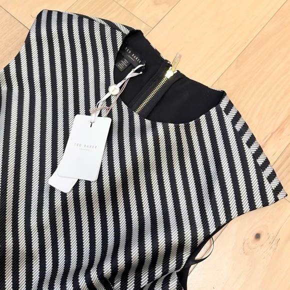 NWT Ted Baker London Women’s Reetah Cut Out Circle Stripe Midi Dress - Picture 3 of 6